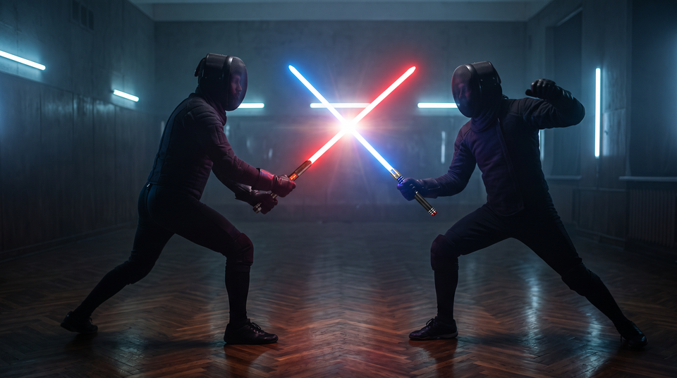 Duel de sabre laser sportif avec masques et gants de protection – AT-AT Sabers